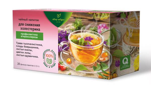 Изображение товара Чайный напиток Для снижения холестерина Алтай-Селигор 20 пакетиков Чайный напиток Для снижения холестерина Алтай-Селигор 20 пакетиков фотография