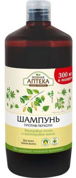 Изображение товара Зеленая аптека Шампунь против перхоти Березовые почки и касторовое масло 1000мл Зеленая аптека Шампунь против перхоти Березовые почки и касторовое масло 1000мл фотография